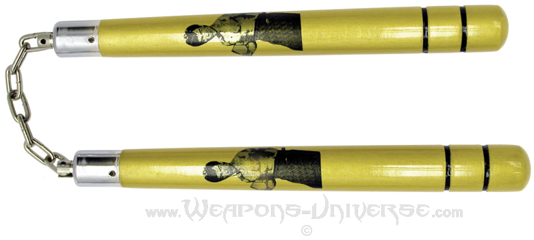 Nunchucks, Wood, Bruce Lee, Gold, HP-1004-GBL