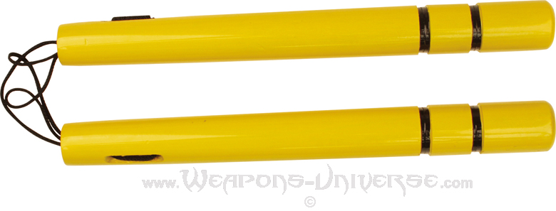 Nunchucks, Wood, Round, Yellow, Cord, HP-1303-YL