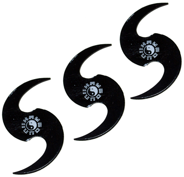 Tai Chi Wave Throwing Star Set, Black