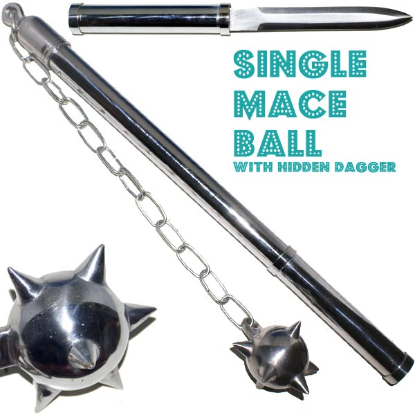 Single Mace Ball w/Hidden Dagger-Silver, PK-MBK-1