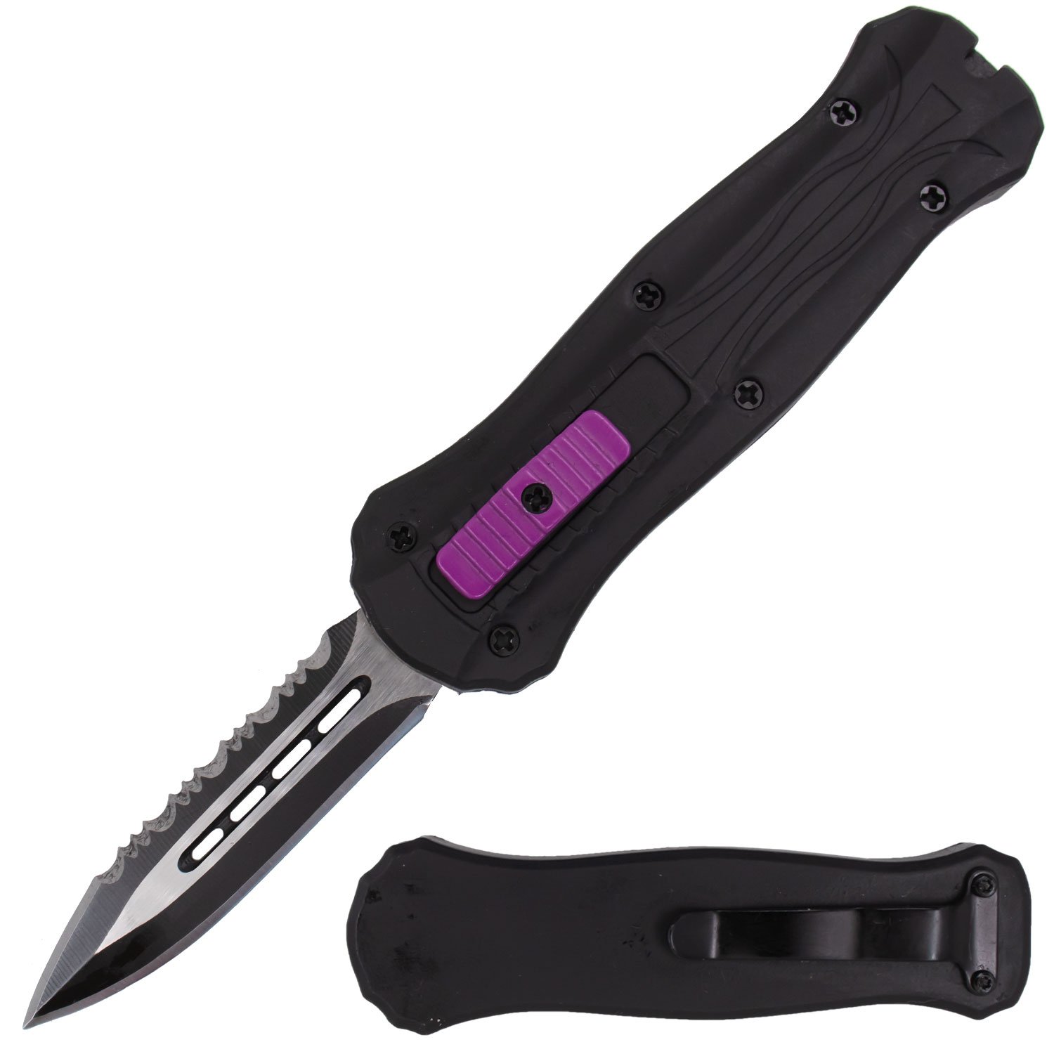 Miniature OTF Automatic Knife   Purple and Black