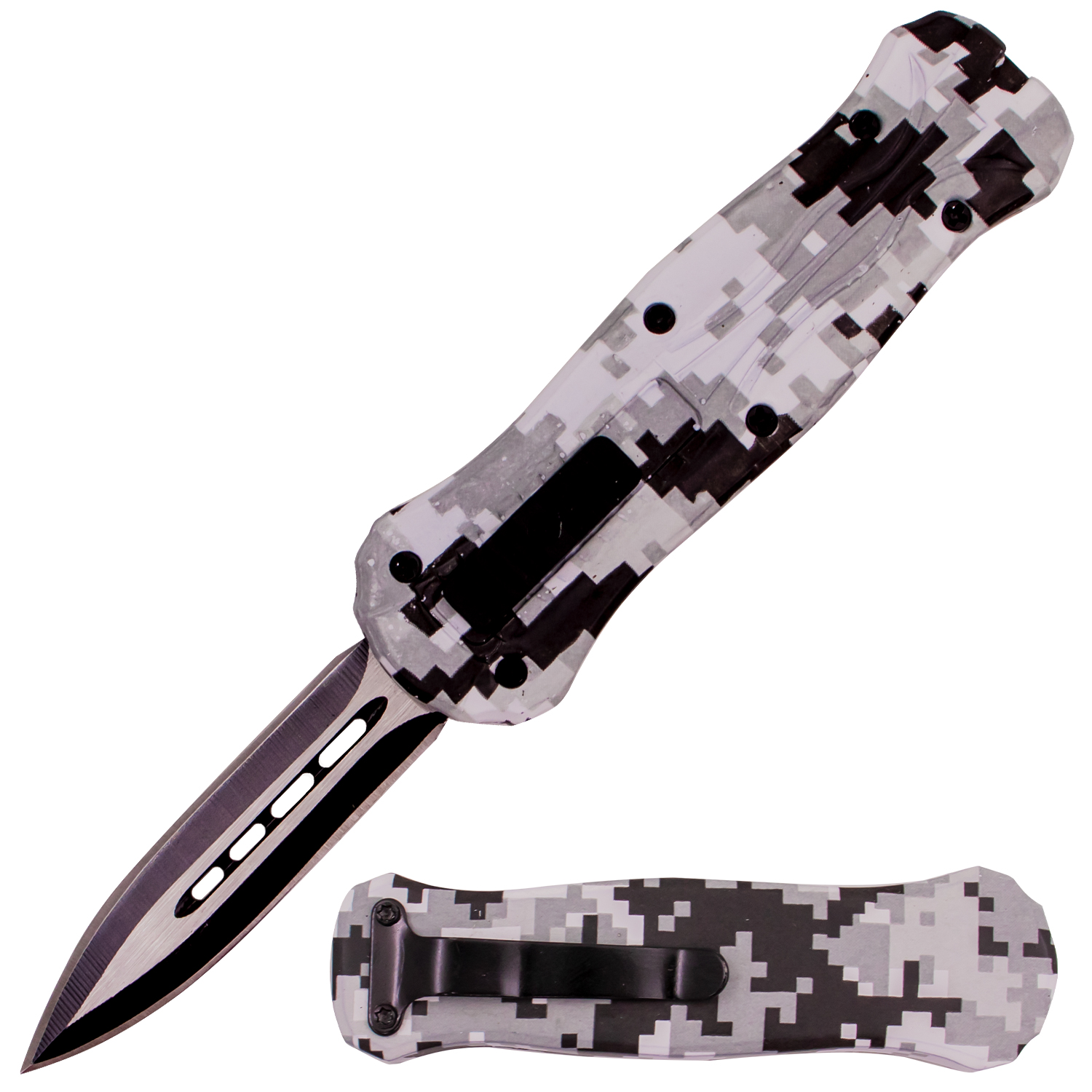 Miniature OTF Automatic Knife Snow Digi Camo