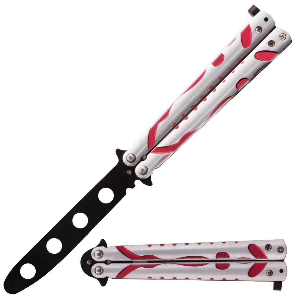9 Inch Bartender Butterfly Trainer, Silver  Black and Red