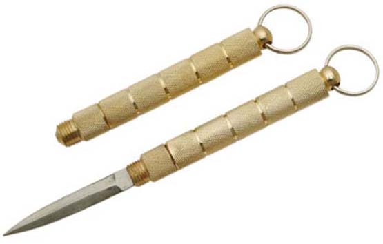 Kubotan, Hidden Knife, Keyring, Gold