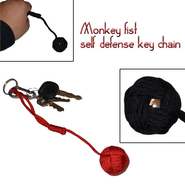 Large Monkey Fist Self Defense Keychain-Red