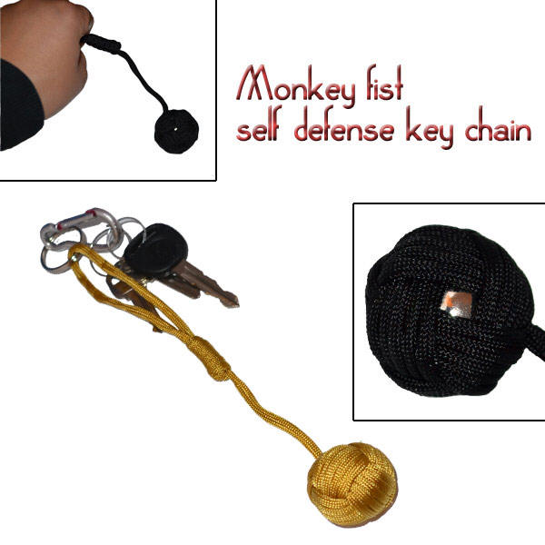 Large Monkey Fist Self Defense Keychain-Mustard Yellow
