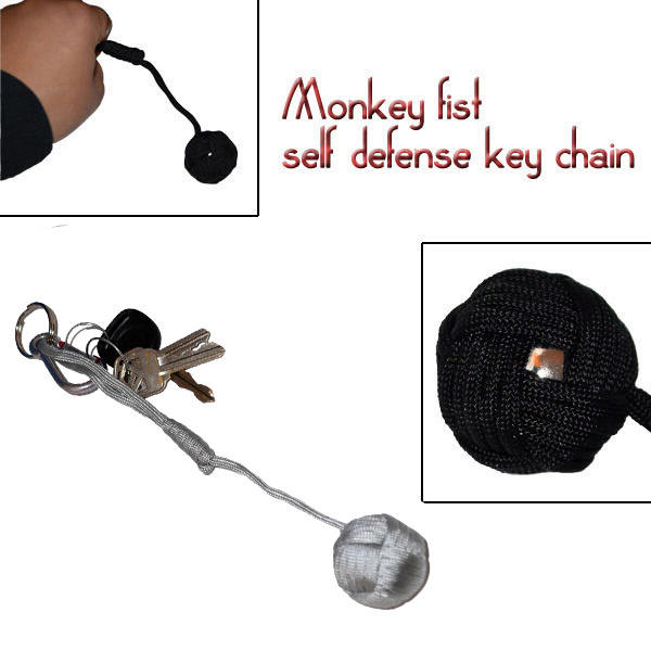 Large Monkey Fist Self Defense Keychain-Grey