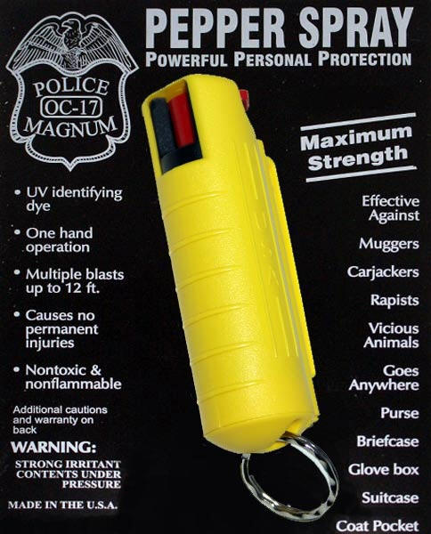 Yellow 1/2 oz Clamshell Spray with Clip and keychain