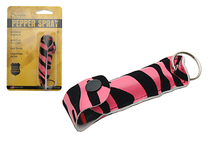 Pepper Spray, Pink Zebra, Keychain, 1/2 Ounce