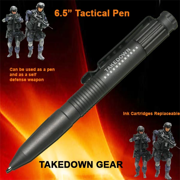 6.5" Tactical Pen- Takedown Gear- Black w/ Flat tip