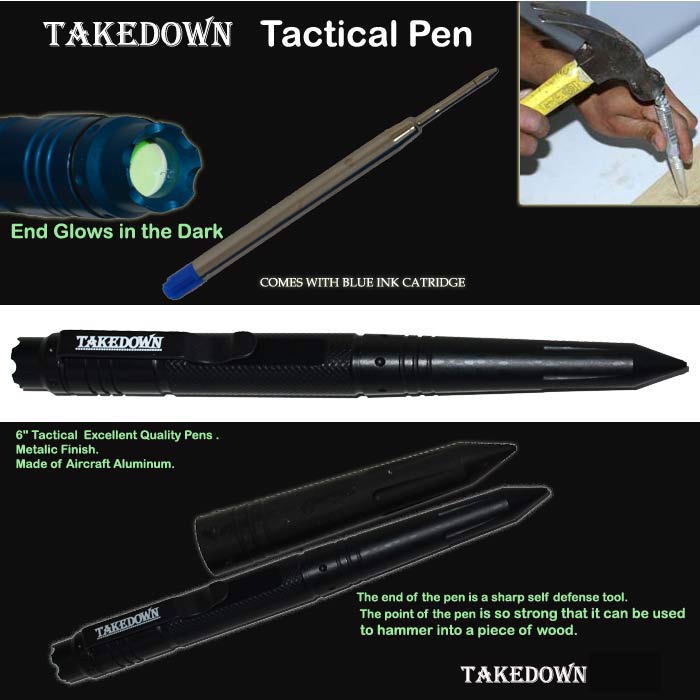 6" Tactical Pen w/ Clip- Jet Black