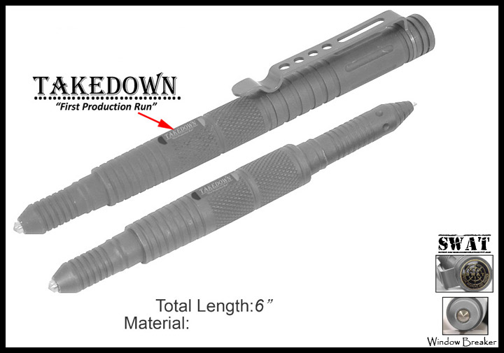 "SWAT" Tactical Self Defense Pen With Window Breaker "Grey Color"