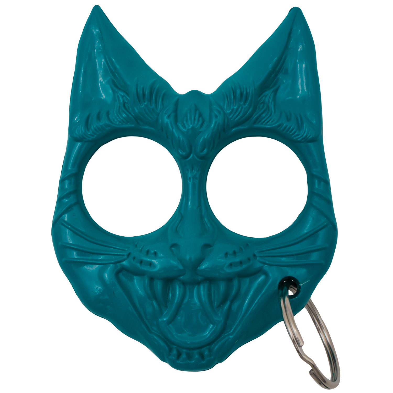 Public Safety Evil Cat Keychain Aqua Teal