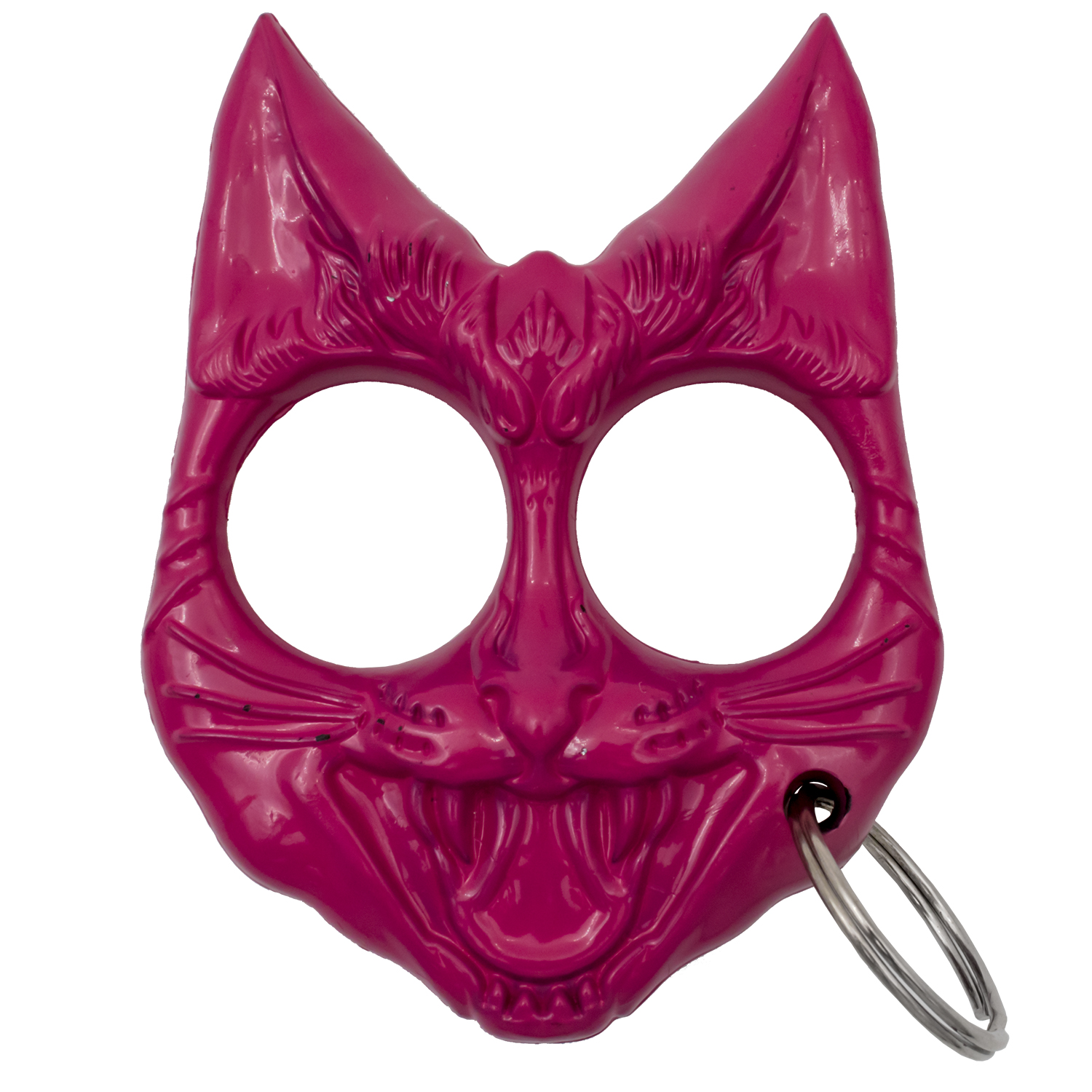 Public Safety Evil Cat Keychain Magenta