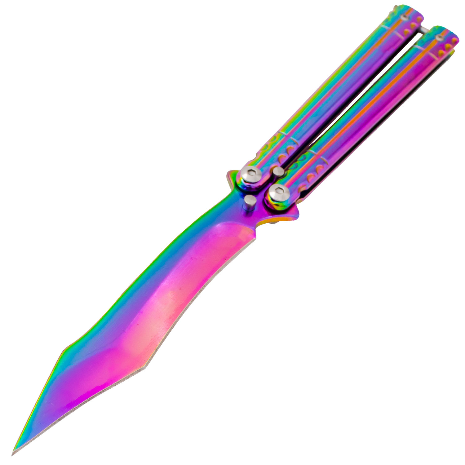 Rainbow Luminescence Balisong Butterfly,Solid Stainless Handle,
