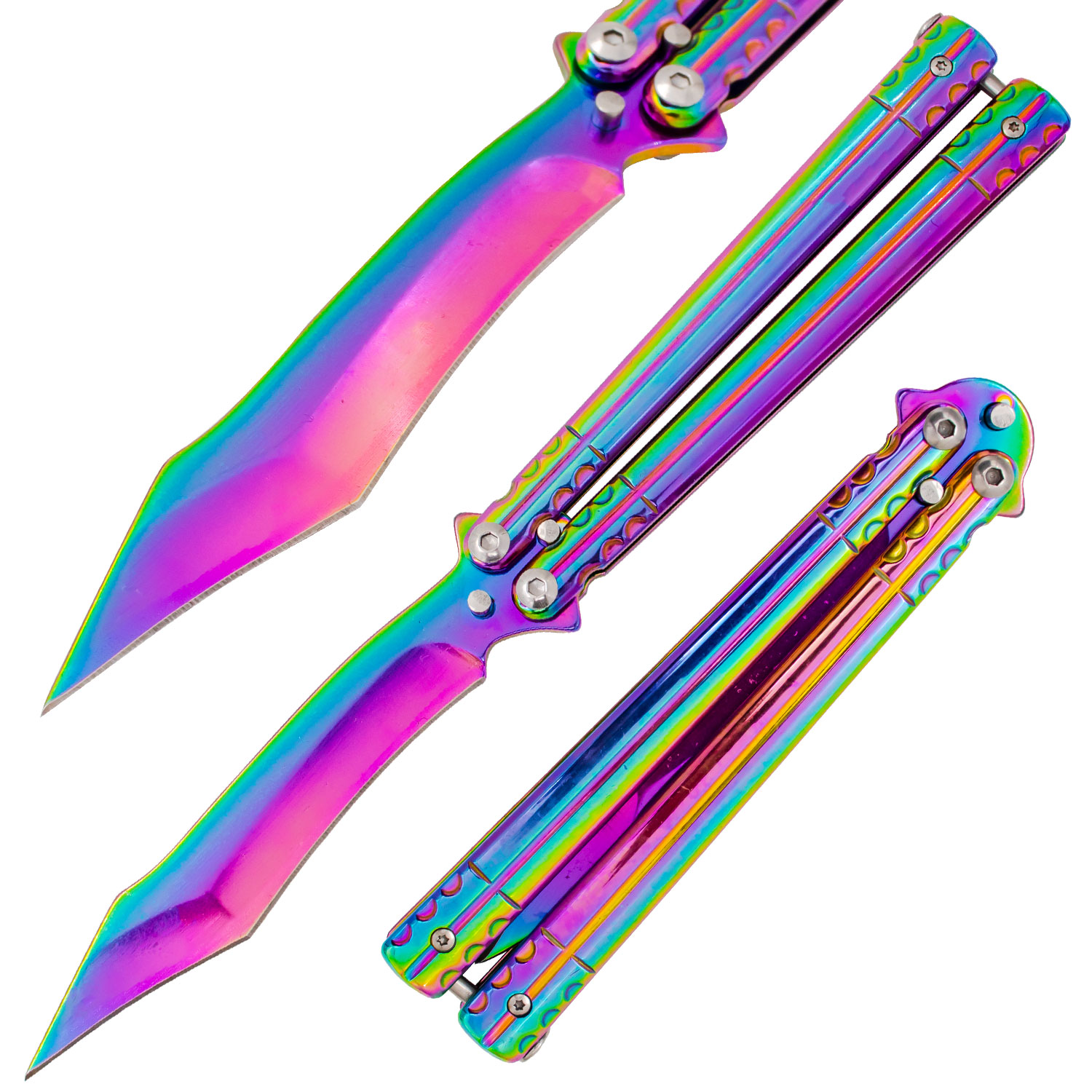 Rainbow Luminescence Balisong Knife Butterfly, Stainless Steel