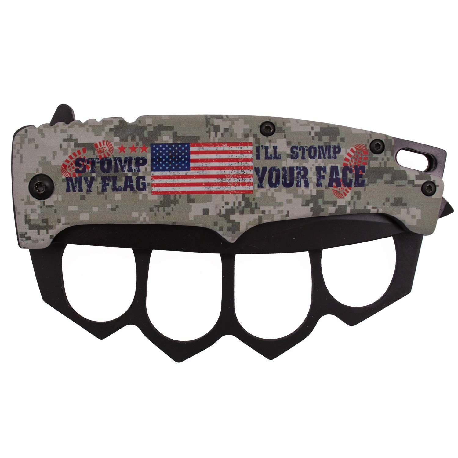 Tiger USA Spring Assisted Trench Knife   XXL Finger Holes (STOMP MY FLAG DIGI CAMO) Picture 2