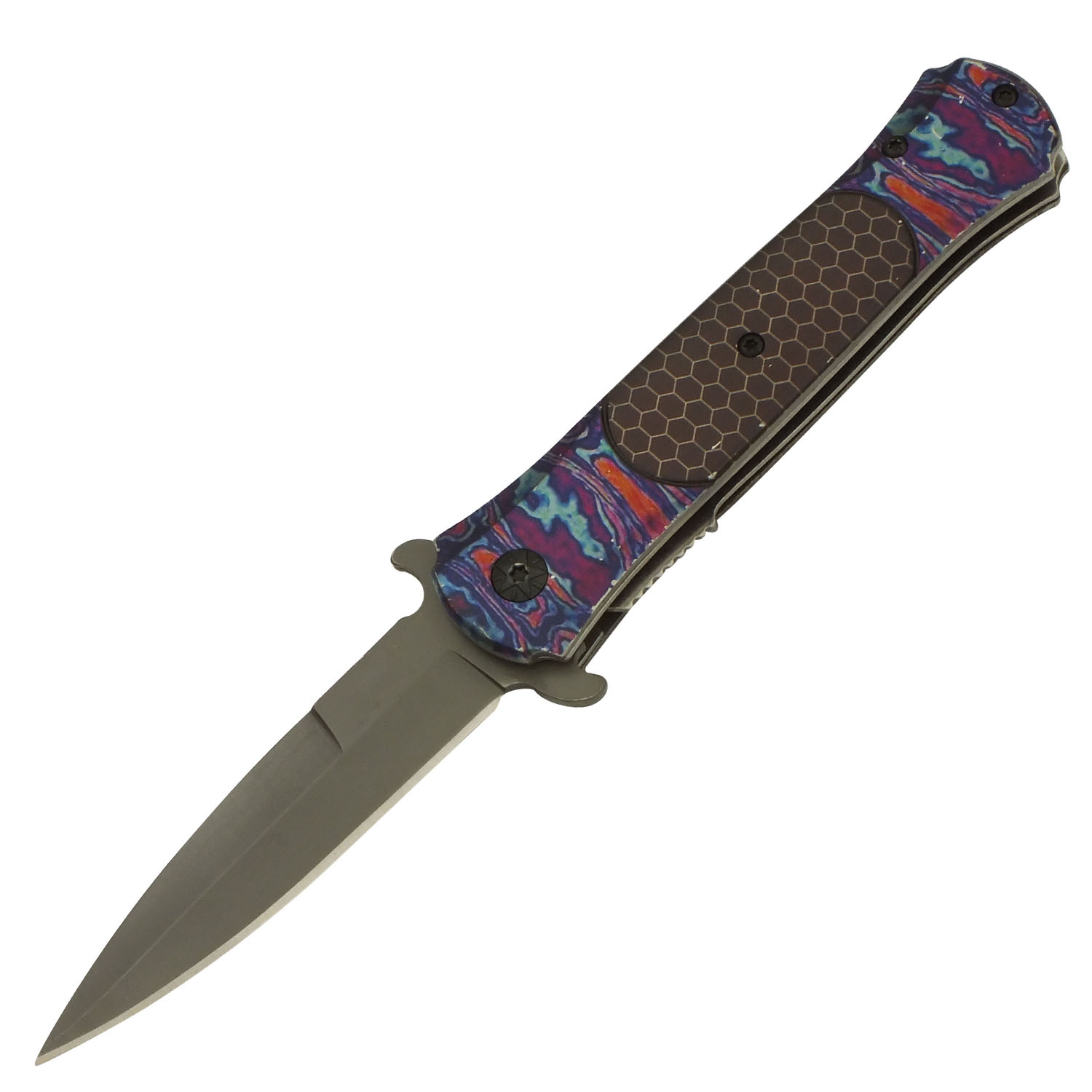 Violet Haze Spring Assisted Stiletto Folding Pocket Knife