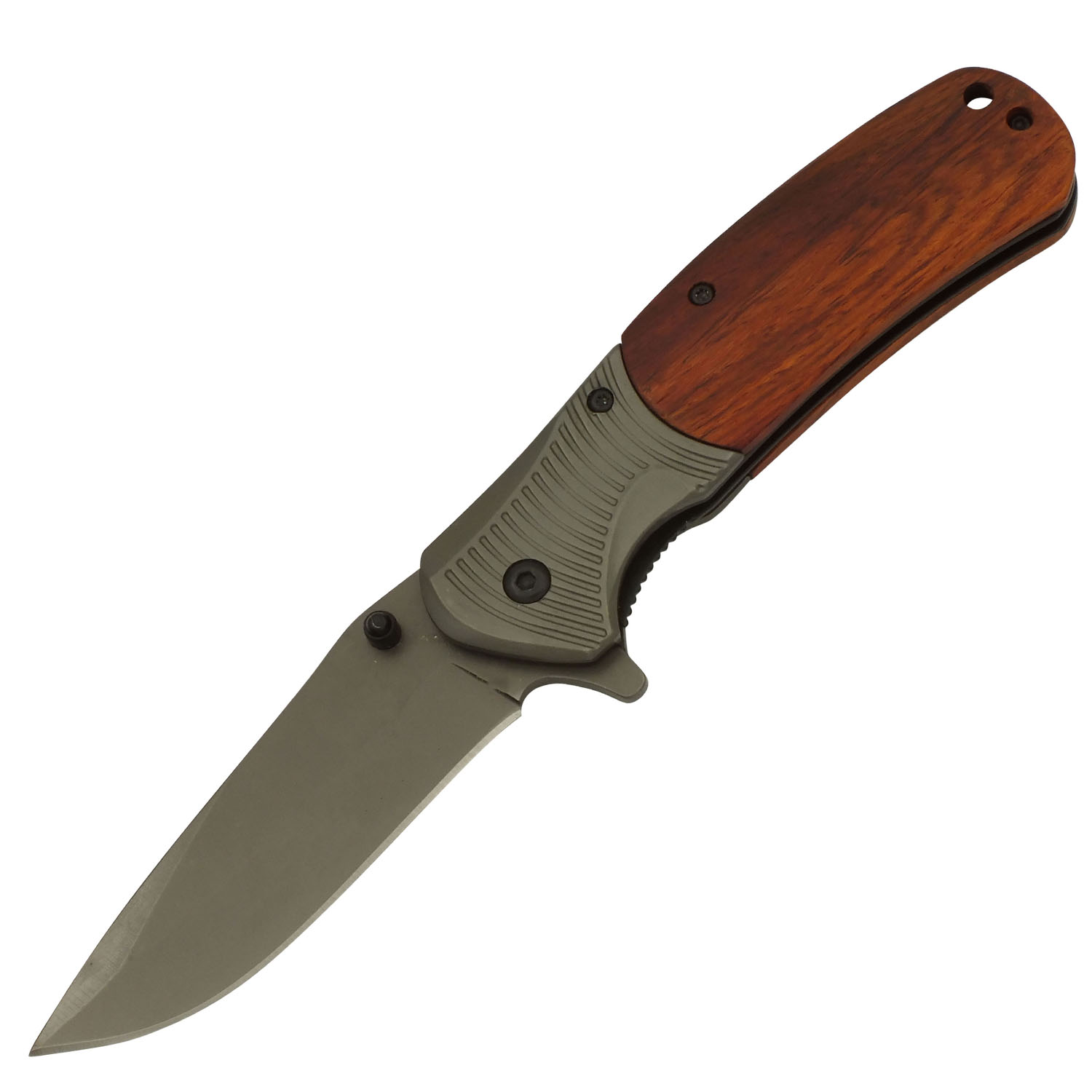 Rustic Oak Spring Assisted Straightback Folding Pocket Knife