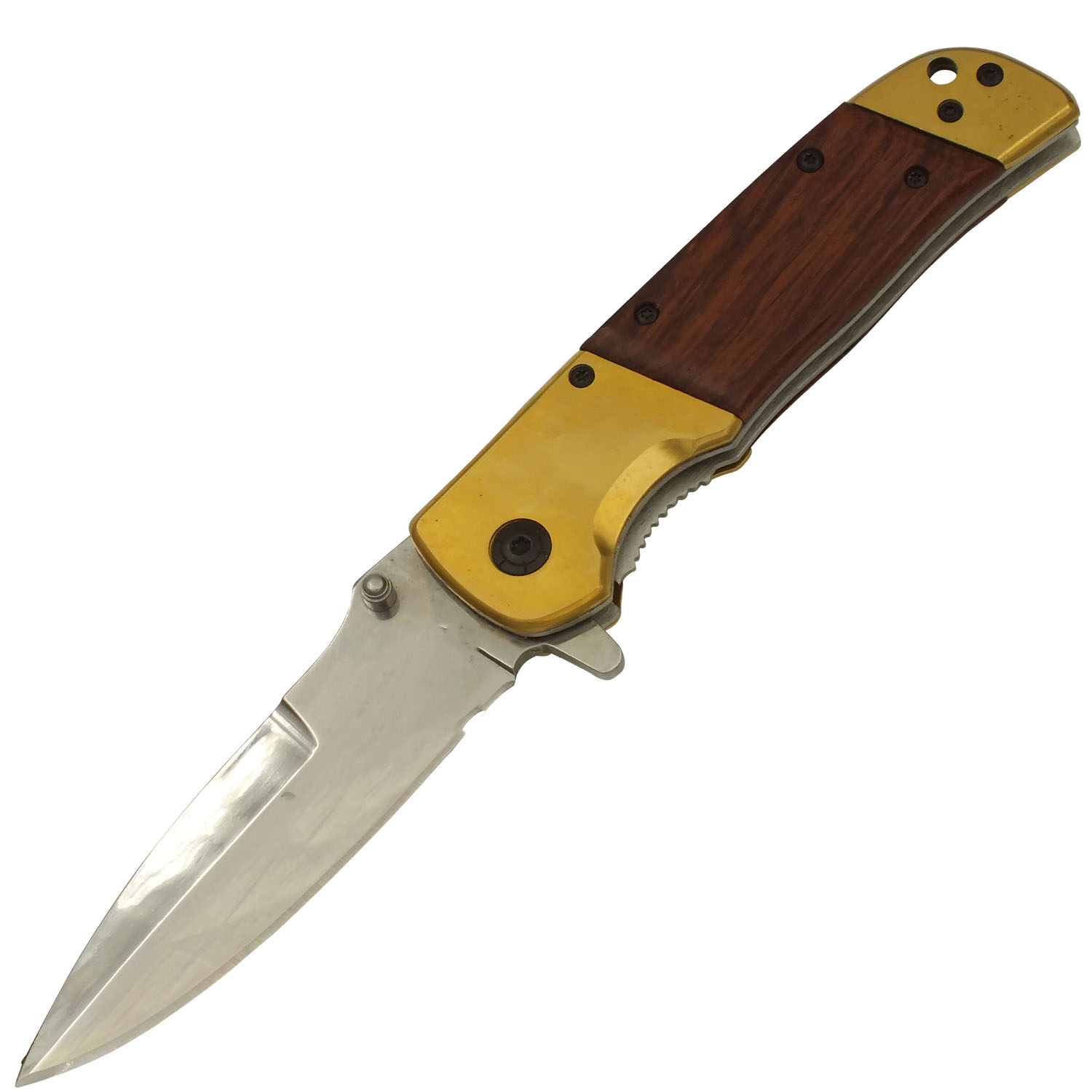 Gold Wood Regal Oak Spring Assisted Folding Knife