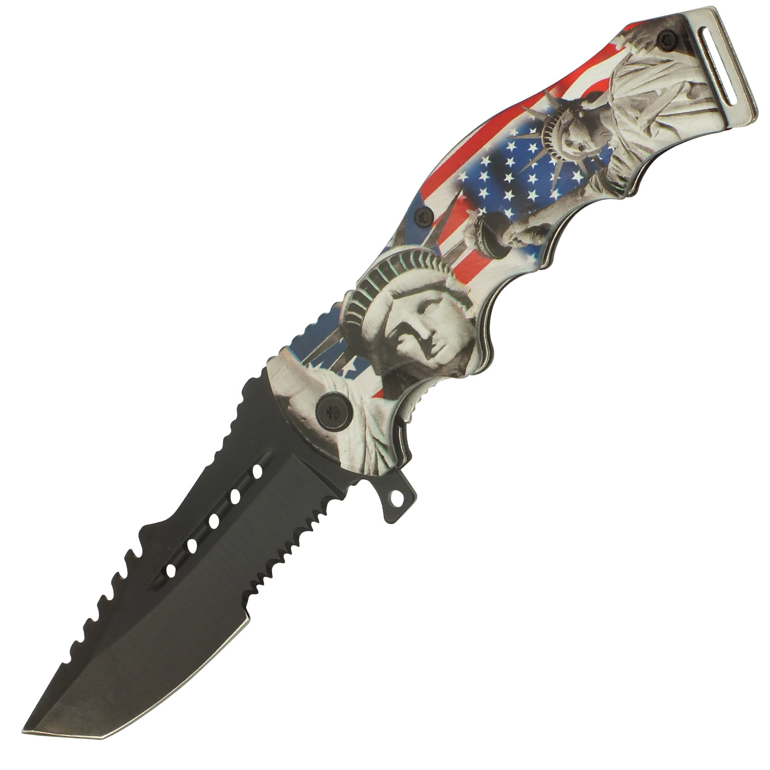 American Pride Statue Of Liberty Spring Assisted Folding Pocket Knife