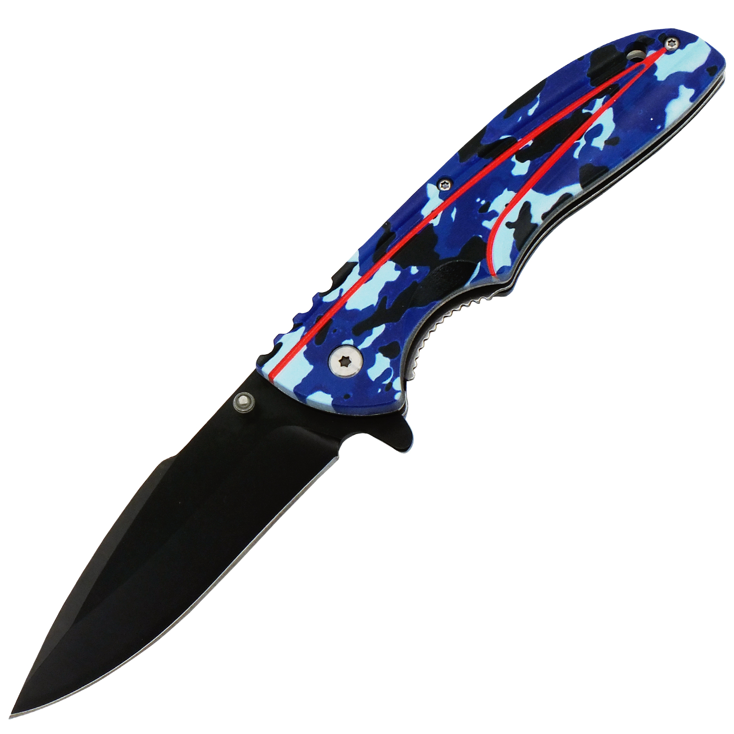 Blue Oasis Black Blade Spring Assisted Folding Knife