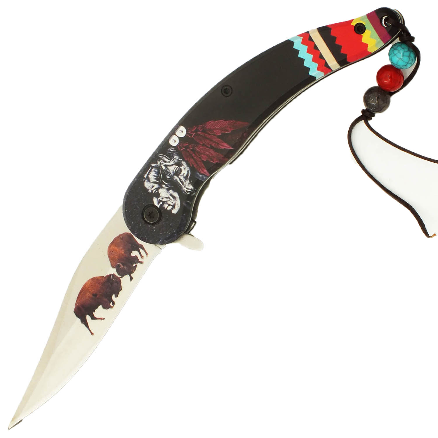 Native American Heritage Black Spring Assisted Pocket Knife