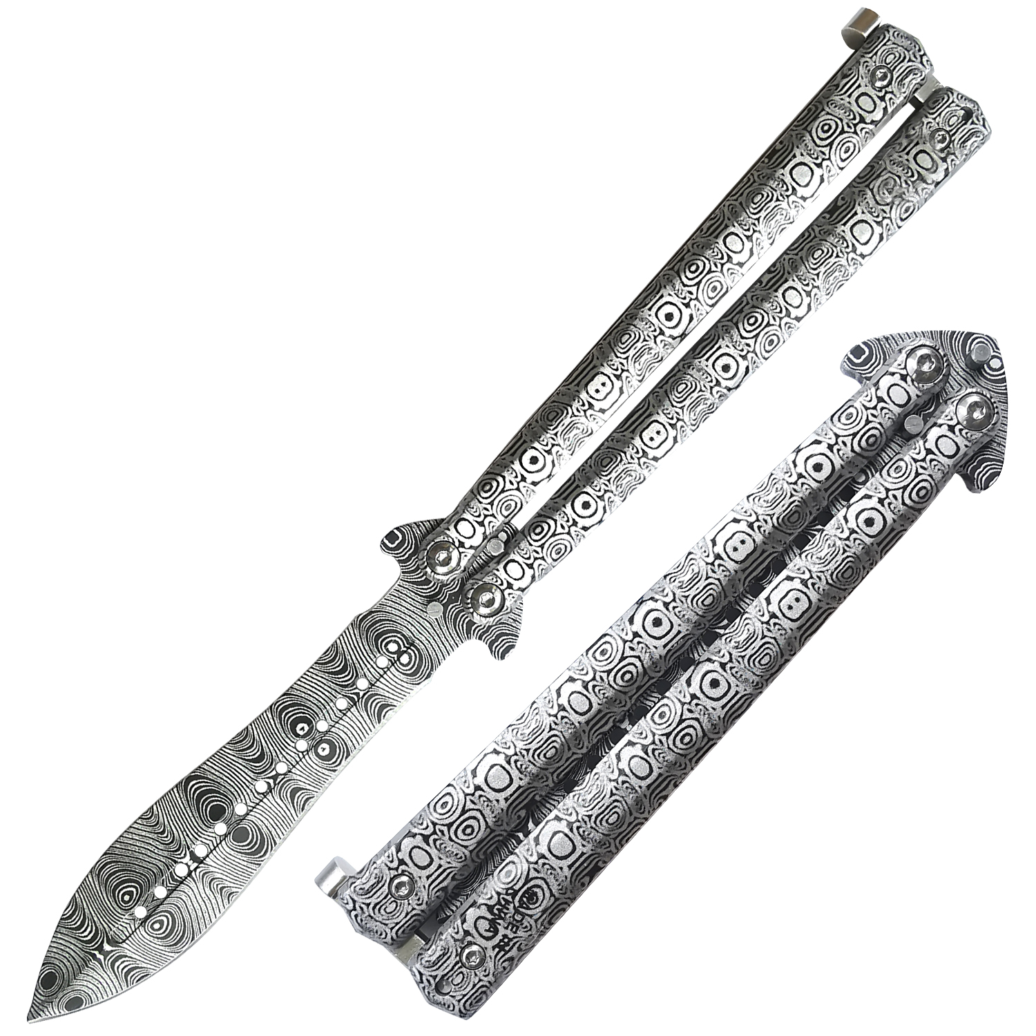 Steel Texture Dagger Blade Butterfly Balisong Knife