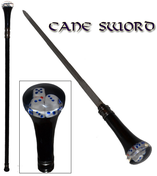 33.5" Walking Cane w/ Hidden Sword-Mississipi Gambler's