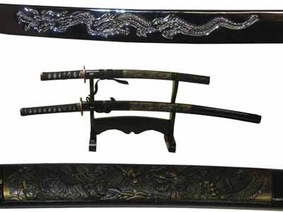 2pcs Black Dragon & Tiger Sword Set