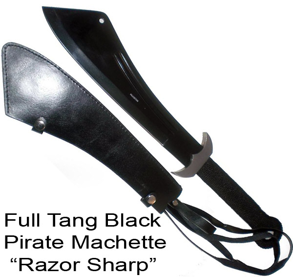 Black Full Tang Chinese Malitia Axe/Machette W/Leather Case