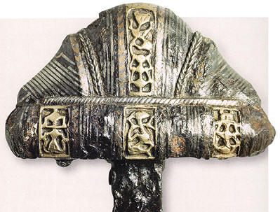 pictures of vikings weapons. ABOVE: A Viking sword hilt