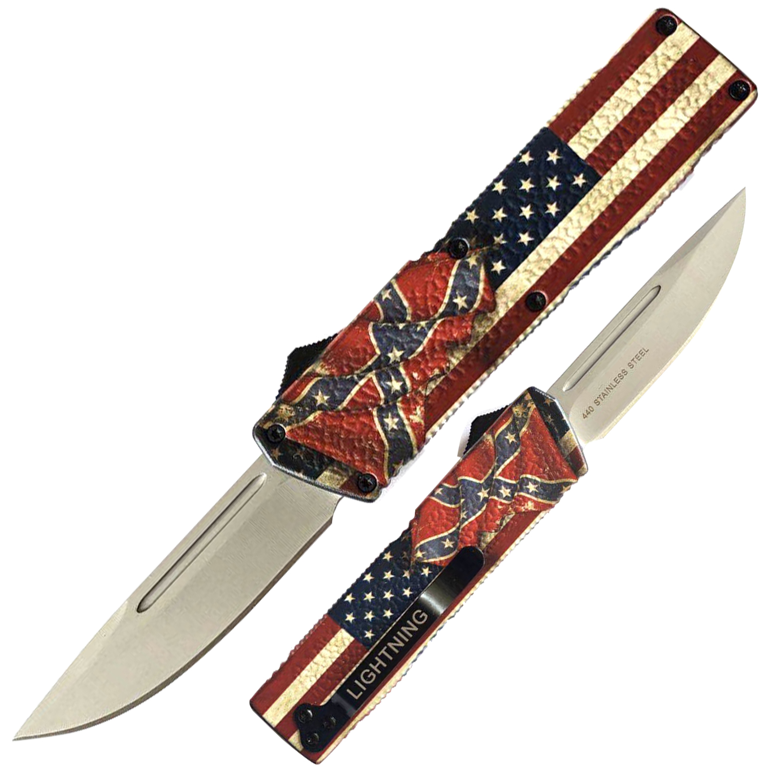 Lightning Brand Assisted Action Knife Confederate USA