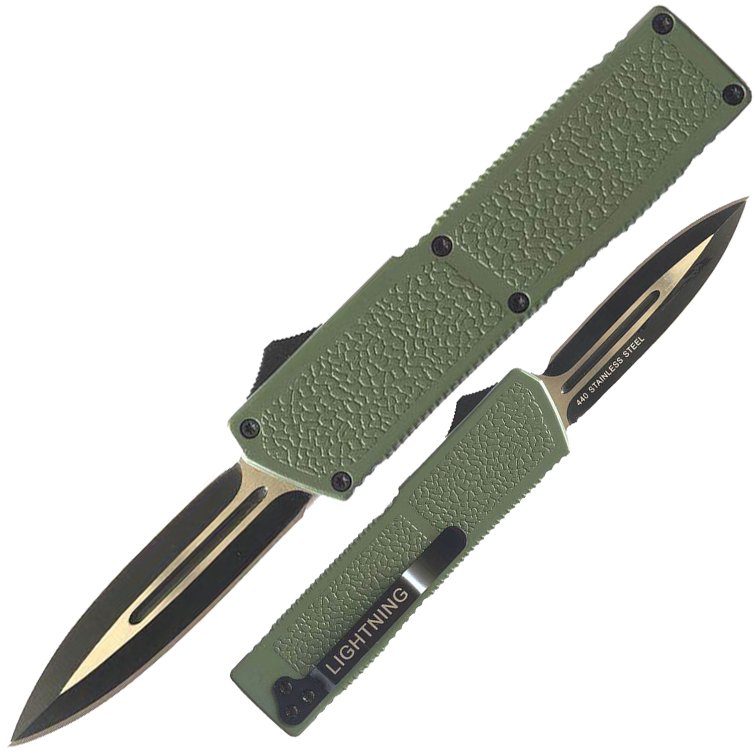 Lighting Action Assisted Knife Army Green