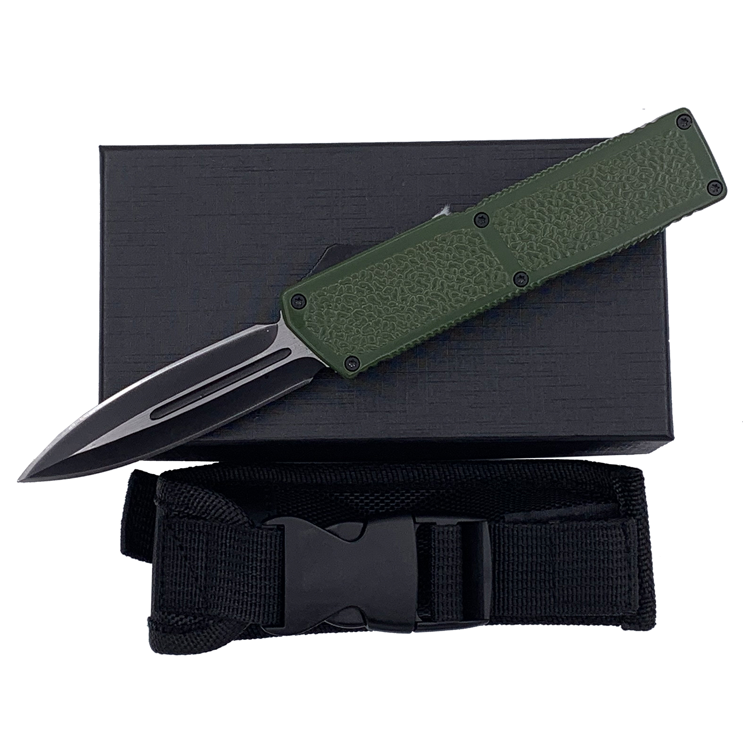 Lightning Knife Aerospace Aircraft Aluminum Handle 440 Stainless Steel Blade Forest Green