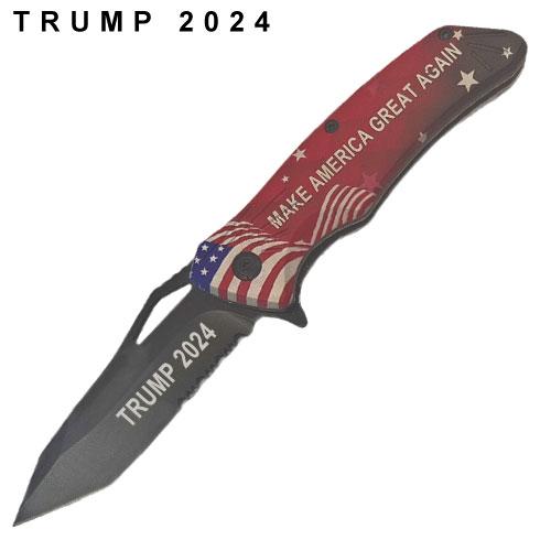 TRUMP Red Flag MAGA Tiger USA Spring Assisted Tanto Folder (TM)