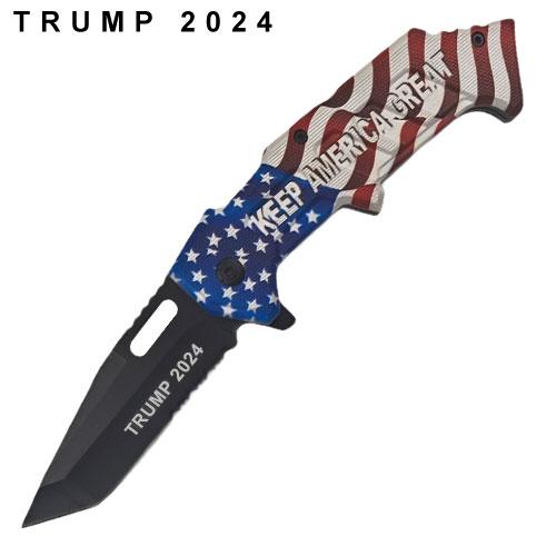 TRUMP Rifle Keep America Great Tiger USA Spring Assisted Tanto Folder (TM)