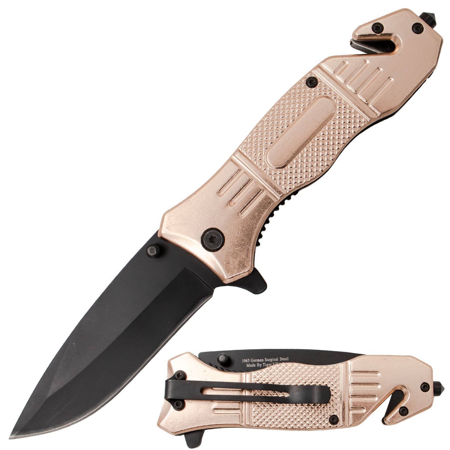 Tan Action Liner Lock DP Blade Knife