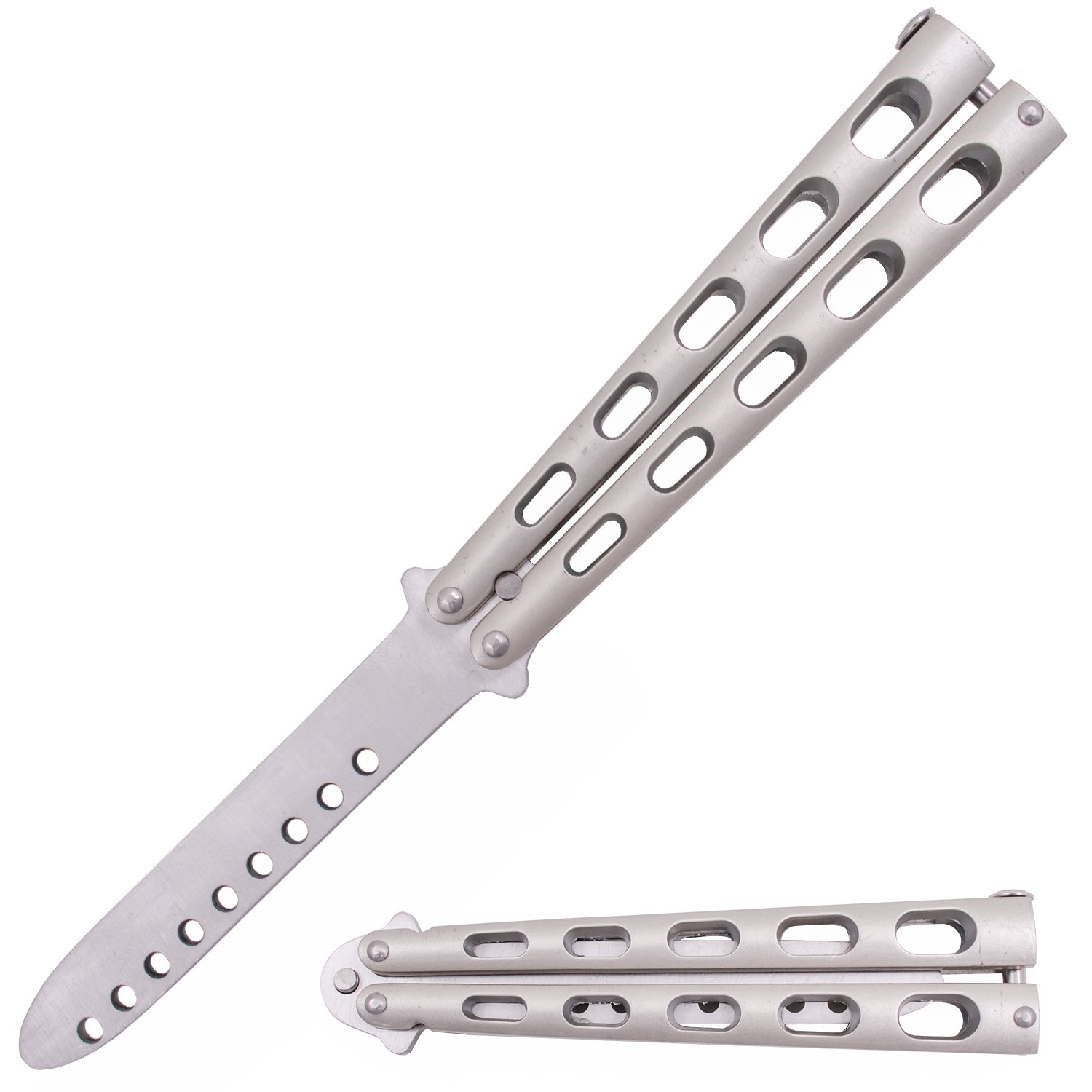 Tiger USA Butterfly Training Knife 440 Stainless 8.85 Inch   Silver