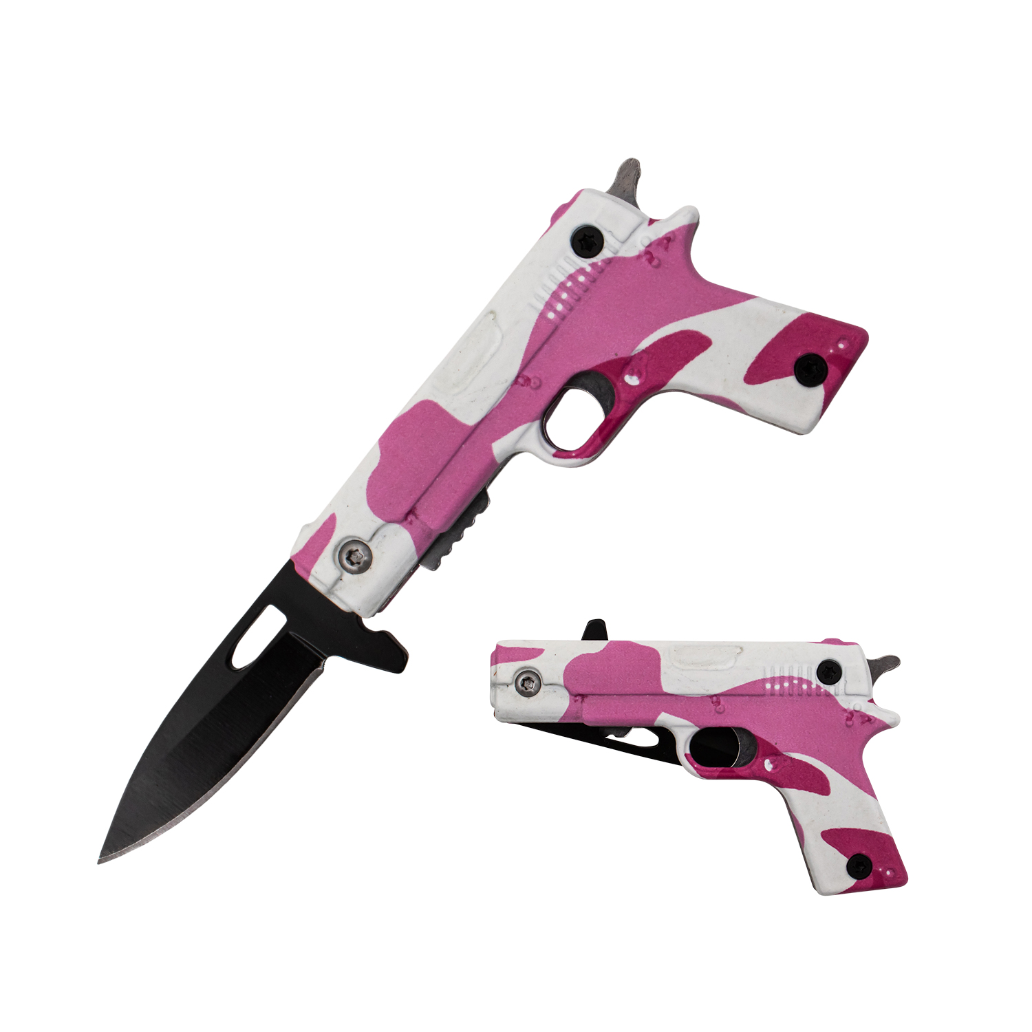 Tiger USA MINI Pistol Trigger Action Assisted Knife   Pink Camo