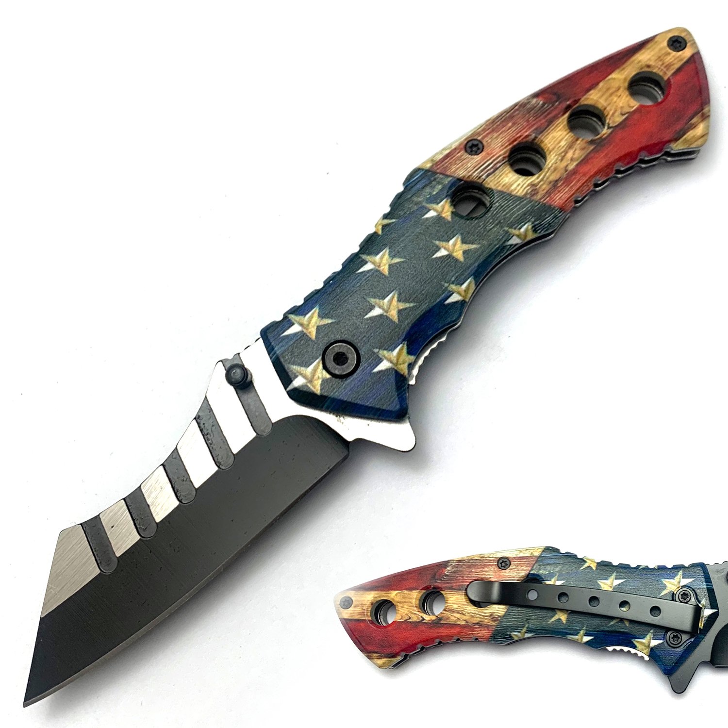 Tiger USA Spring Assisted Combat Knife Grunge Flag 2