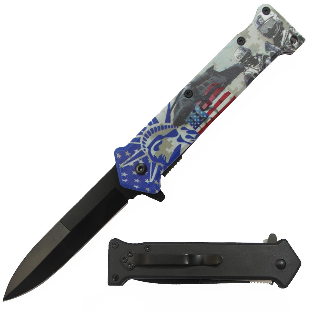 Tiger USA Spring Assisted Joker Knife   Desert Storm Liberty