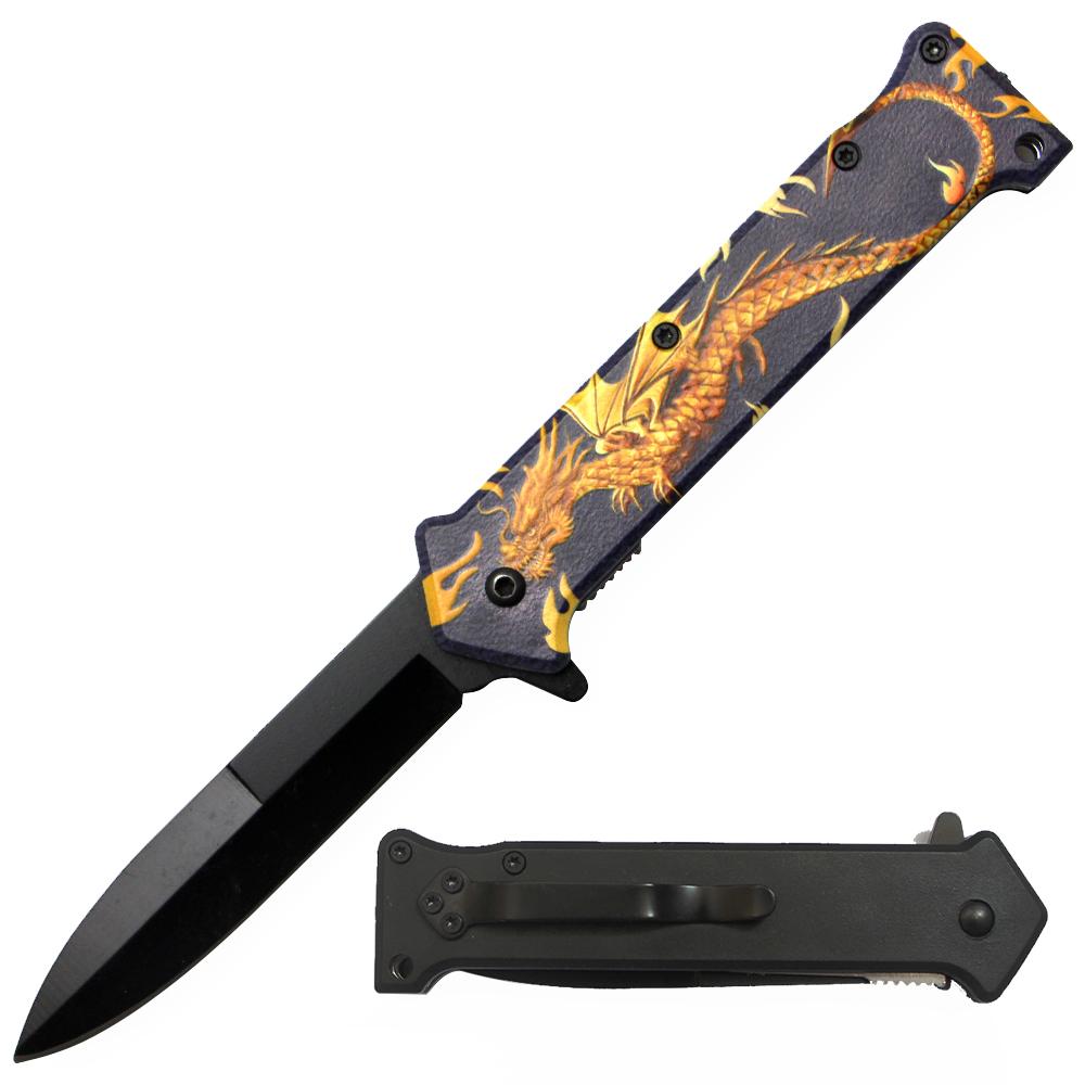 Tiger USA Spring Assisted Joker Knife   Golden Year of the Dragon