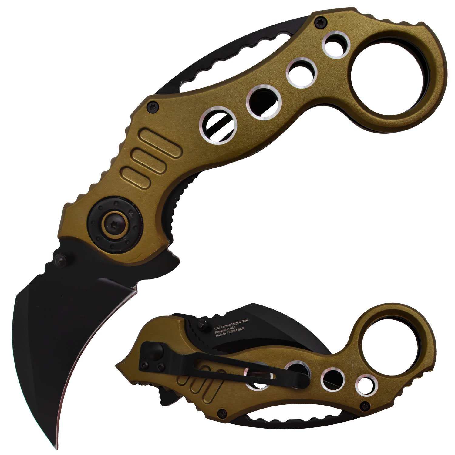 Tiger USA Spring Assisted Karambit Knife Bronze