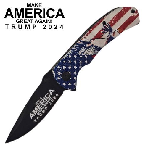 Tiger USA Spring Assisted Knife   Bald Eagle Flag Trump