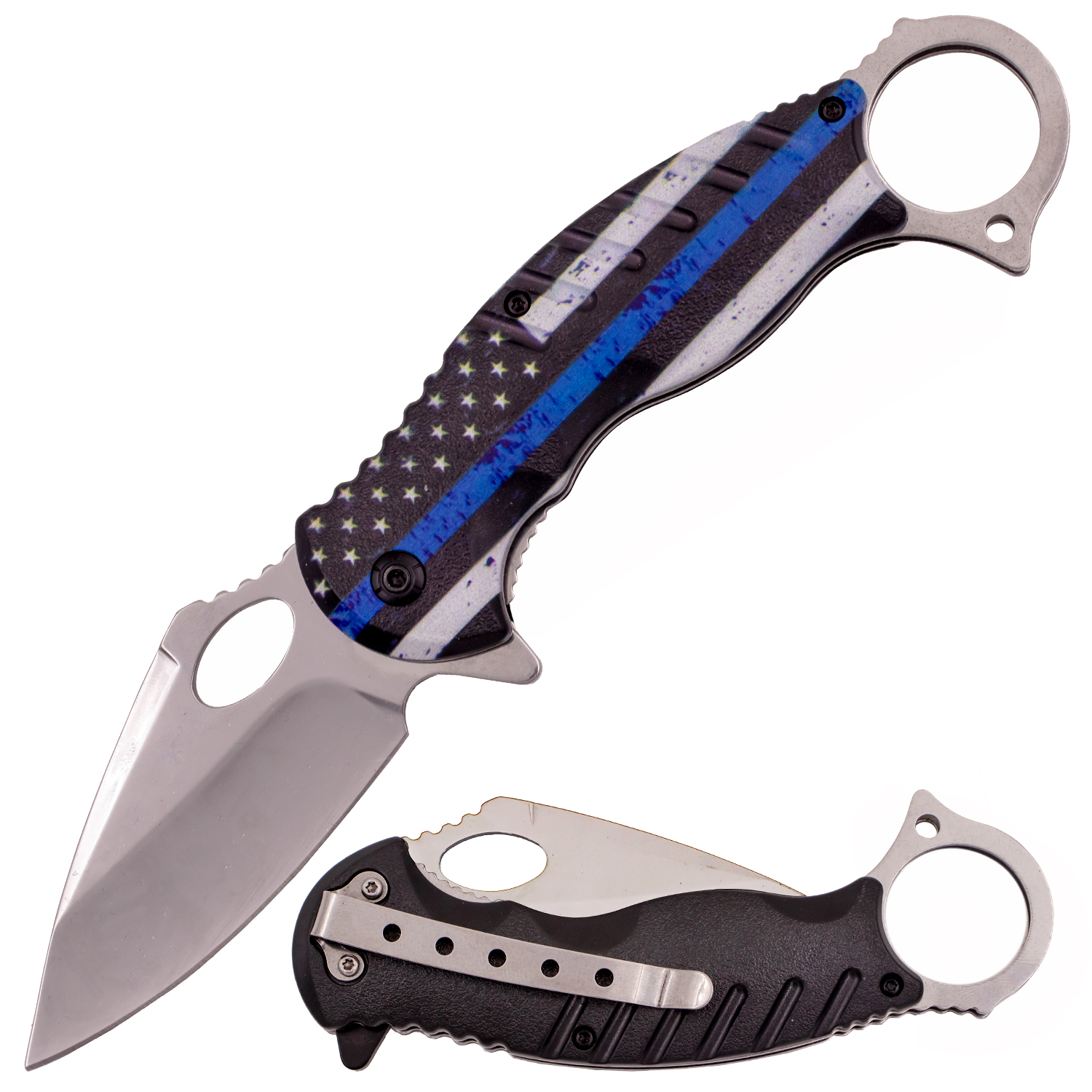 Tiger USA Spring Assisted Knife   Thin Blue Line Pt. II