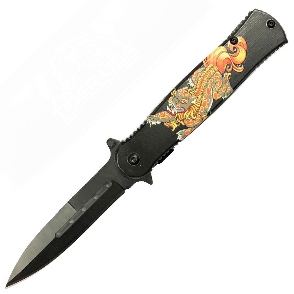 Tiger USA Spring Assisted Knife   YOTD Gray (Year of the Dragon)