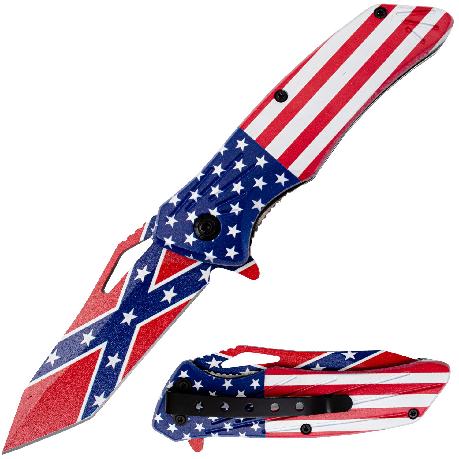 Tiger USA Spring Assisted Knife Confederate America Tanto