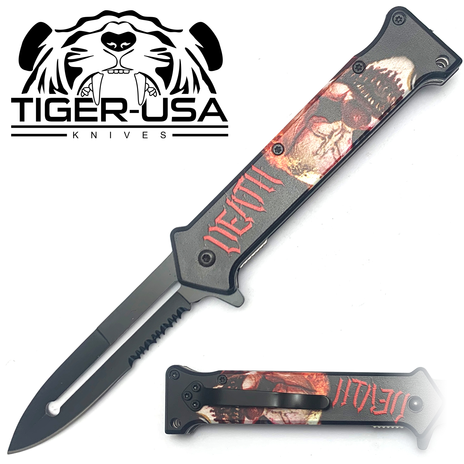 Tiger USA Spring Assisted Knife Death Clown Joker