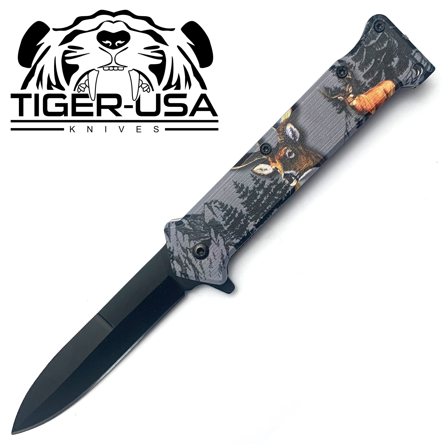 Tiger USA Spring Assisted Knife Deer